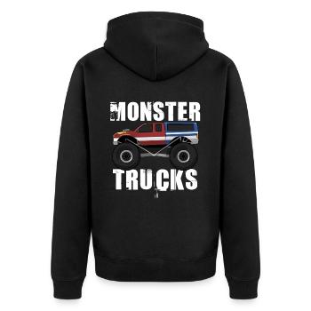 Monster Truck Big Tire Child Love I Gift - Unisex Premium Organic Zip Hoodie - black - Back - Nico (187cm)
