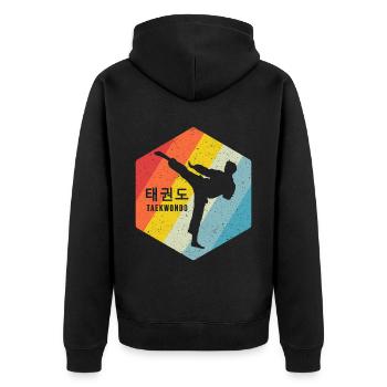 TKD Korean Martial Arts Tae Kwon - Unisex Premium Bio Zip Hoodie - Schwarz - Hinten - Nico (187cm)