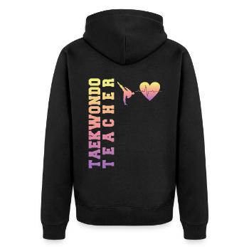 TKD Korean Martial Arts Tae Kwon - Unisex Premium Bio Zip Hoodie - Schwarz - Hinten - Nico (187cm)