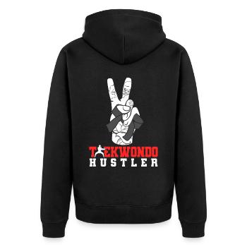 TKD Korean Martial Arts Tae Kwon - Unisex Premium Bio Zip Hoodie - Schwarz - Hinten - Nico (187cm)