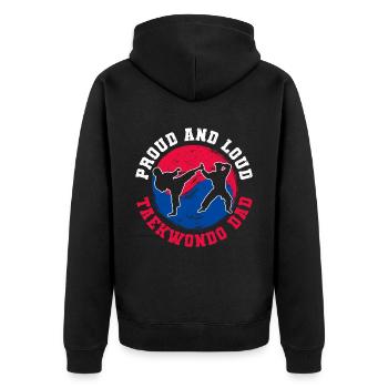 TKD Korean Martial Arts Tae Kwon - Unisex Premium Bio Zip Hoodie - Schwarz - Hinten - Nico (187cm)