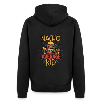 Nacho Average Kid Kinder Outfit Mexico Fans - Unisex Premium Bio Zip Hoodie - Schwarz - Hinten - Nico (187cm)