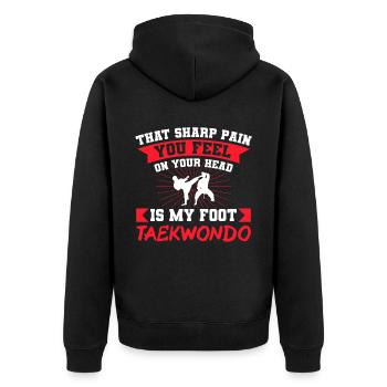TKD Korean Martial Arts Tae Kwon - Unisex Premium Bio Zip Hoodie - Schwarz - Hinten - Nico (187cm)