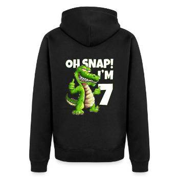Kinder die 7 werden Kids Alligator Krokodil Design - Unisex Premium Bio Zip Hoodie - Schwarz - Hinten - Nico (187cm)