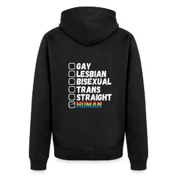 LGBTQ Pride Rainbow nous sommes tous des gens - Veste à capuche bio Premium Unisexe - noir - Dos - Nico (187cm)