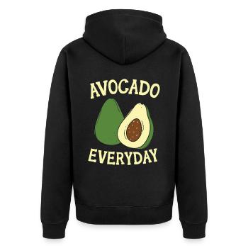 Avocado Jeden Tag Avocado-Liebhaber Guac Guacamole - Unisex Premium Bio Zip Hoodie - Schwarz - Hinten - Nico (187cm)