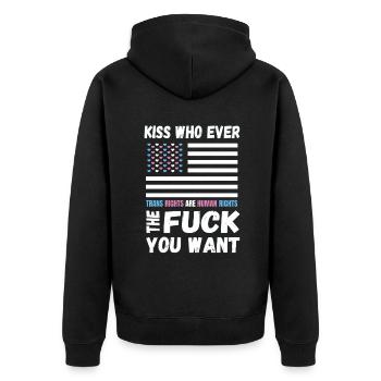 LGBTQ Pride embrassez qui vous voulez - Veste à capuche bio Premium Unisexe - noir - Dos - Nico (187cm)