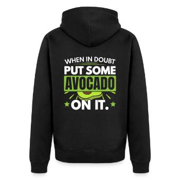 Im Zweifelsfall etwas Avocado drauf Guacamole - Unisex Premium Bio Zip Hoodie - Schwarz - Hinten - Nico (187cm)