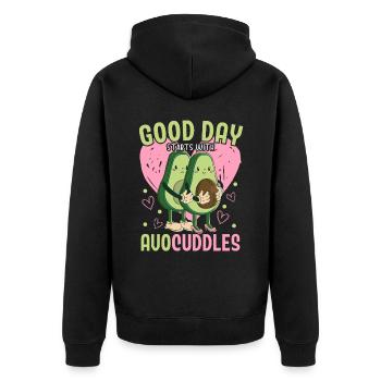 A good day starts with Avocuddles Avocado Guac - Unisex Premium Organic Zip Hoodie - black - Back - Nico (187cm)