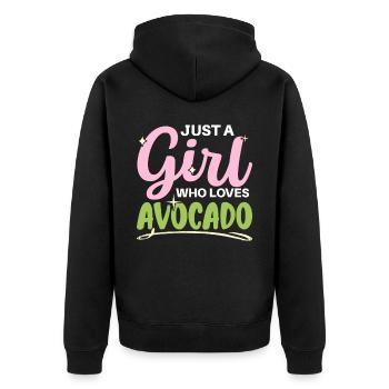 Nur ein Mädchen, das Avocado liebt Liebhaber Guaca - Unisex Premium Bio Zip Hoodie - Schwarz - Hinten - Nico (187cm)