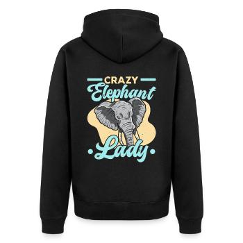 Crazy Elephant Lady Wildlife Safari Zookeeper - Unisex Premium Organic Zip Hoodie - black - Back - Nico (187cm)