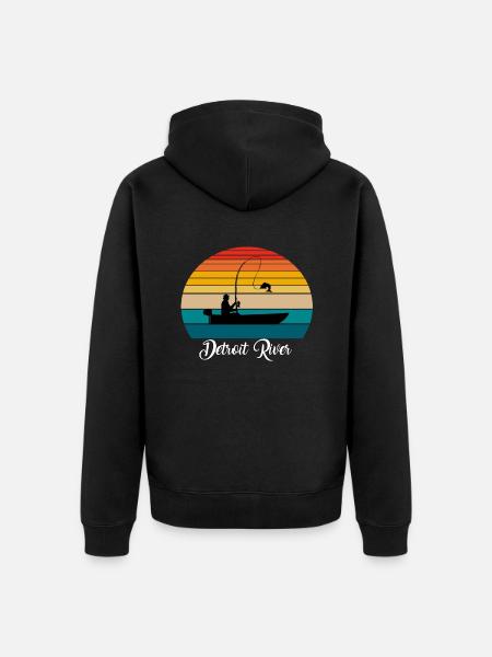 Detroit River Fishing Spot - Unisex Premium Organic Zip Hoodie - black