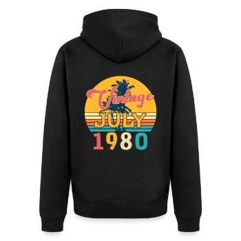 Im Juli 1980 Geboren - Unisex Premium Bio Zip Hoodie - Schwarz - Hinten - Nico (187cm)