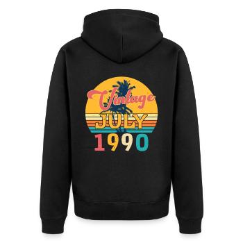 Juli 1990 Legendär - Unisex Premium Bio Zip Hoodie - Schwarz - Hinten - Nico (187cm)