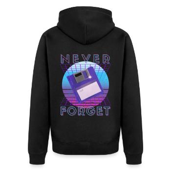 Never Forget Retro 80s 90s Nostalgia - Unisex Premium Organic Zip Hoodie - black - Back - Nico (187cm)