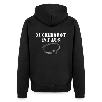 Zuckerbrot ist aus schwarzer Humor, die gute Zeit - Unisex Premium Bio Zip Hoodie - Schwarz - Hinten - Nico (187cm)