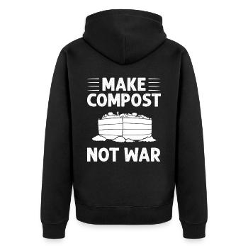 Composting Compost Worm Waste - Unisex Premium Organic Zip Hoodie - black - Back - Nico (187cm)