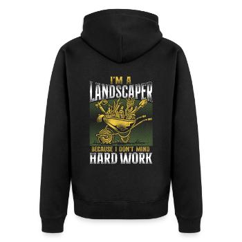 Landscaper Landscaping Landscape - Unisex Premium Bio Zip Hoodie - Schwarz - Hinten - Nico (187cm)