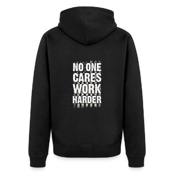 Motivation - Unisex Premium Bio Zip Hoodie - Schwarz - Hinten - Nico (187cm)