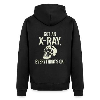 Got an X-ray everything is ok Röntgen Spruch - Unisex Premium Bio Zip Hoodie - Schwarz - Hinten - Nico (187cm)