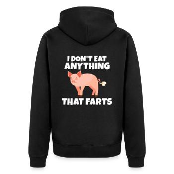 I don't eat anything that farts Vegan Vegetarian - Unisex Premium Organic Zip Hoodie - black - Back - Nico (187cm)