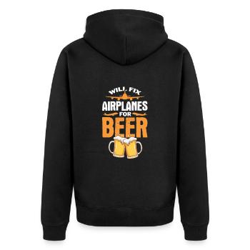 Pilot Airplane Flying Flyer Gift - Unisex Premium Organic Zip Hoodie - black - Back - Nico (187cm)