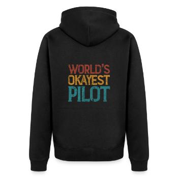 Pilot - Unisex Premium Organic Zip Hoodie - black - Back - Nico (187cm)