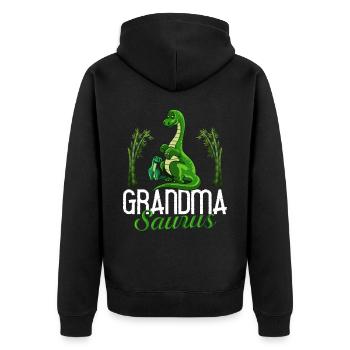 Dinosaurier Oma Saurus Omasaurus Großmutter - Unisex Premium Bio Zip Hoodie - Schwarz - Hinten - Nico (187cm)
