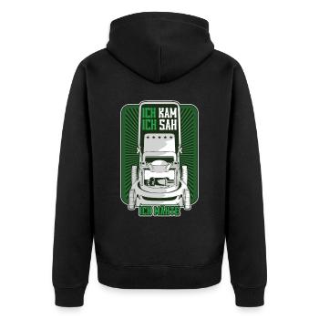 Gärtner Mähen Geschenk Gartenbau Rasenmäher - Unisex Premium Bio Zip Hoodie - Schwarz - Hinten - Nico (187cm)