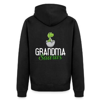 Dinosaurier Oma Saurus Omasaurus Großmutter - Unisex Premium Bio Zip Hoodie - Schwarz - Hinten - Nico (187cm)