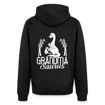 Dinosaurier Oma Saurus Omasaurus Großmutter - Unisex Premium Bio Zip Hoodie - Schwarz - Hinten - Nico (187cm)