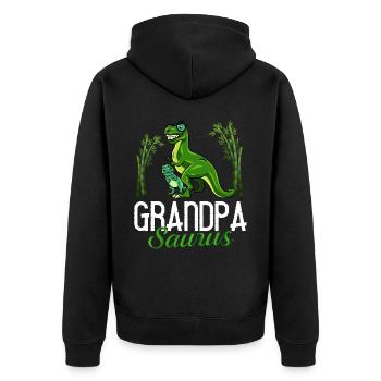Grand-père dinosaure Grand-père Saurus Opasaurus - Veste à capuche bio Premium Unisexe - noir - Dos - Nico (187cm)
