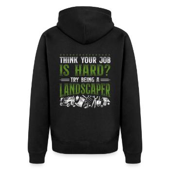 Landscaper Landscaping Landscape - Unisex Premium Bio Zip Hoodie - Schwarz - Hinten - Nico (187cm)
