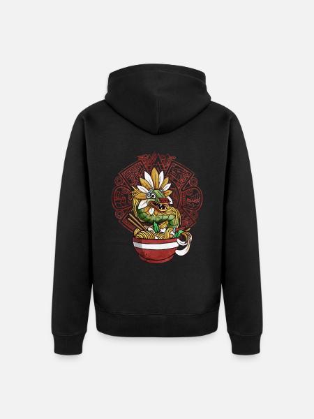Quetzalcoatl Aztec Snake Ramen Noodles - Unisex Premium Organic Zip Hoodie - black