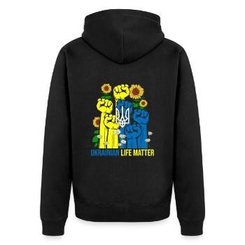 Ukrainian Life Matter Ukraine Fleurs - Veste à capuche bio Premium Unisexe - noir - Dos - Nico (187cm)