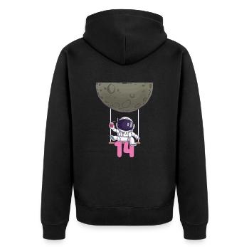 14. Geburtstag Astronaut 14 Jahre Weltraumgalaxie - Unisex Premium Bio Zip Hoodie - Schwarz - Hinten - Nico (187cm)