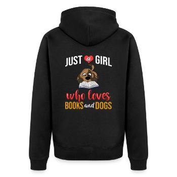 Buch Hund Lesender Bücherwurm Bibliothekar Leser - Unisex Premium Bio Zip Hoodie - Schwarz - Hinten - Nico (187cm)