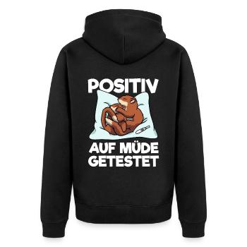 Eichhörnchen Positiv Auf Müde Getestet Schlafshirt - Unisex Premium Bio Zip Hoodie - Schwarz - Hinten - Nico (187cm)