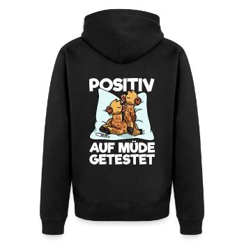 Giraffe Positiv Auf Müde Getestet Schlafshirt - Unisex Premium Bio Zip Hoodie - Schwarz - Hinten - Nico (187cm)