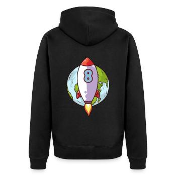 5. Geburtstag Rocket Space 5 Jahre Space Galaxy - Unisex Premium Bio Zip Hoodie - Schwarz - Hinten - Nico (187cm)