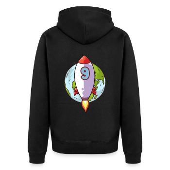 9. Geburtstag Rocket Space 9 Jahre Space Galaxy - Unisex Premium Bio Zip Hoodie - Schwarz - Hinten - Nico (187cm)