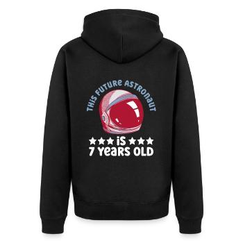 This future astronaut is 7 years old - Unisex Premium Organic Zip Hoodie - black - Back - Nico (187cm)