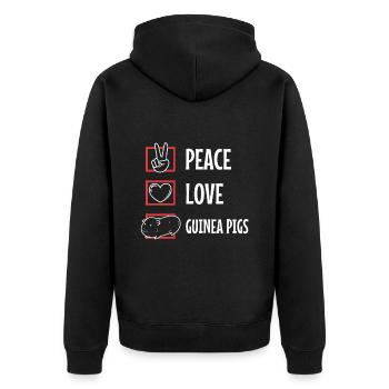 Peace love guinea pigs - Unisex Premium Bio Zip Hoodie - Schwarz - Hinten - Nico (187cm)