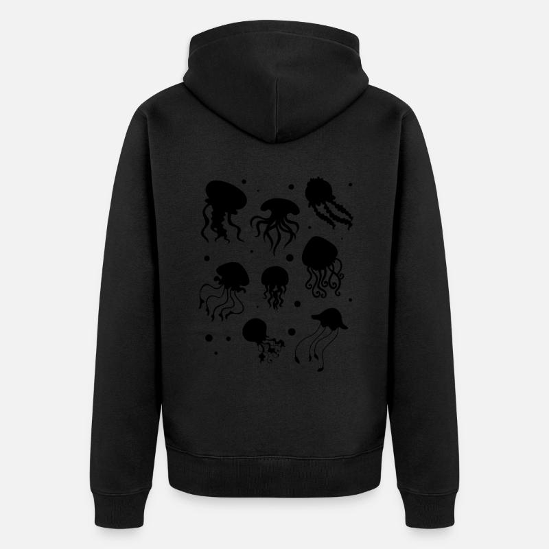 Méduses heureuses méduses méduses - Veste à capuche bio Premium Unisexe - noir