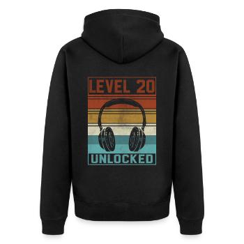 Joueur 20e anniversaire Joueur - Veste à capuche bio Premium Unisexe - noir - Dos - Nico (187cm)