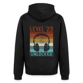 Joueur 22e anniversaire Joueur - Veste à capuche bio Premium Unisexe - noir - Dos - Nico (187cm)