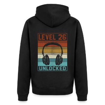 Gamer 26th Birthday Gamer - Unisex Premium Organic Zip Hoodie - black - Back - Nico (187cm)