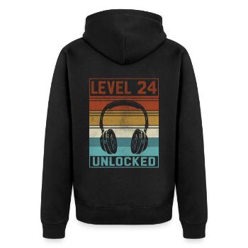 Gamer 24th Birthday Gamer - Unisex Premium Bio Zip Hoodie - Schwarz - Hinten - Nico (187cm)