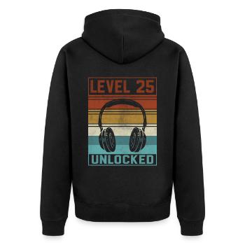 Gamer 25th Birthday Gamer - Unisex Premium Organic Zip Hoodie - black - Back - Nico (187cm)