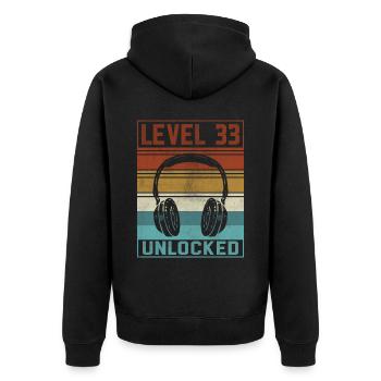 Gamer 33rd Birthday Gamer - Unisex Premium Organic Zip Hoodie - black - Back - Nico (187cm)